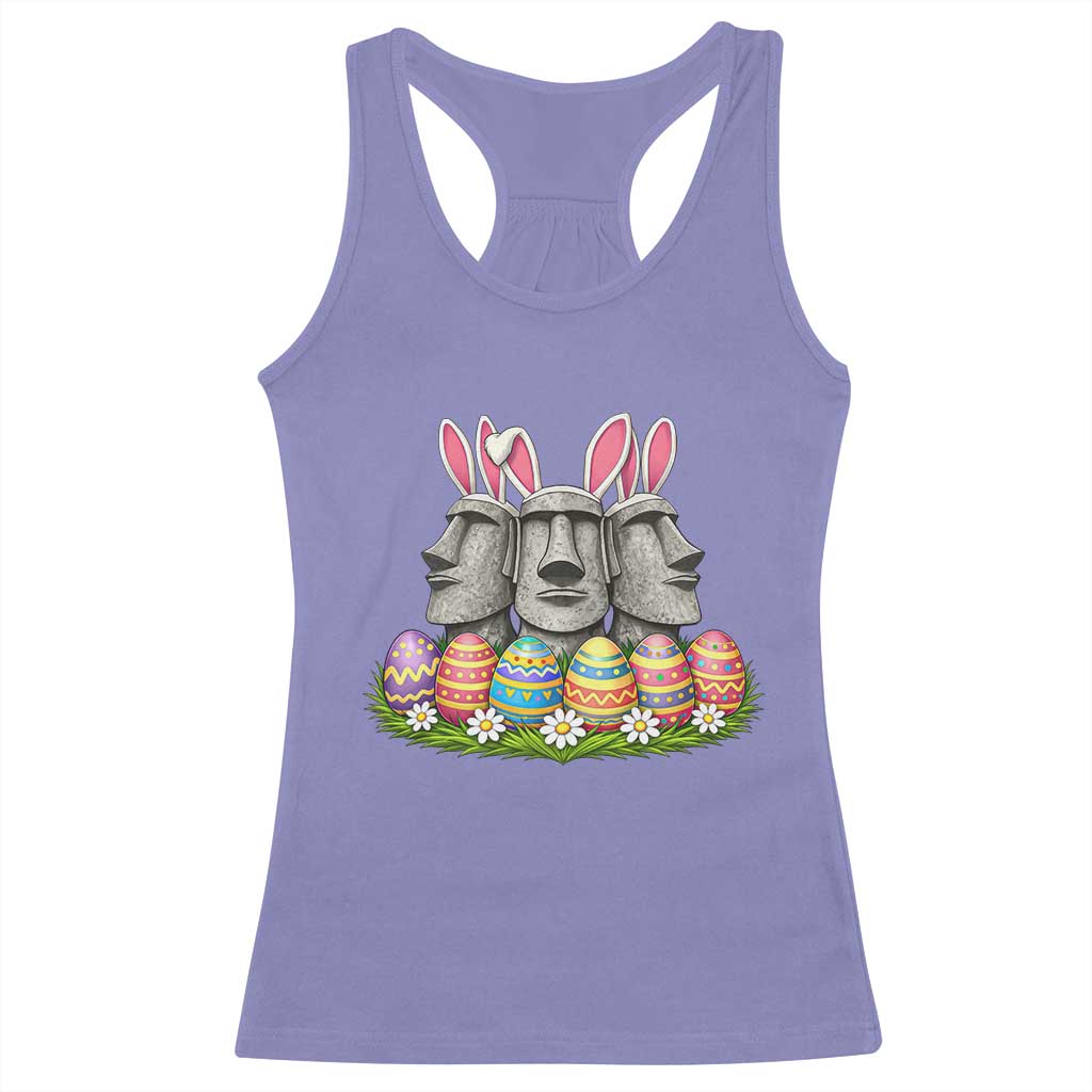 Easter Island Moai Bunny Ears Racerback Tank Top Funny Archaeology Gift TS12 Violet Print Your Wear