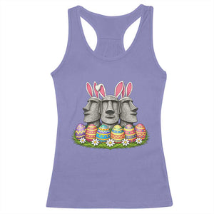 Easter Island Moai Bunny Ears Racerback Tank Top Funny Archaeology Gift TS12 Violet Print Your Wear