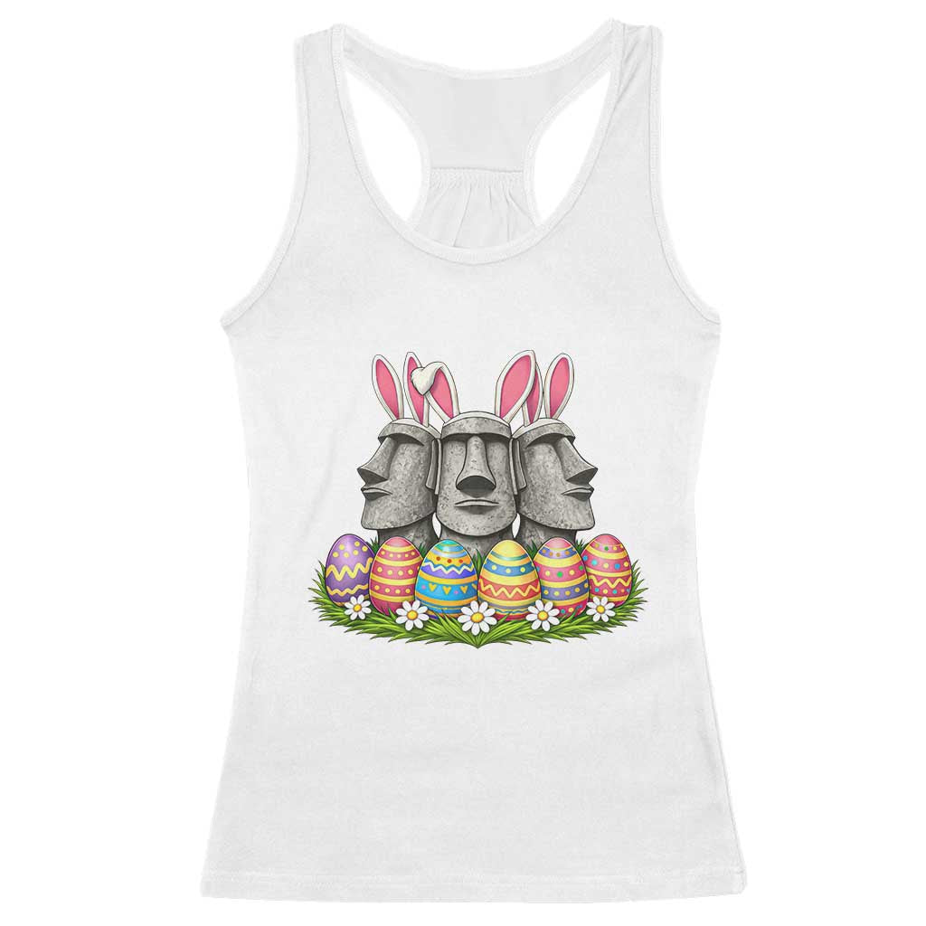 Easter Island Moai Bunny Ears Racerback Tank Top Funny Archaeology Gift TS12 White Print Your Wear