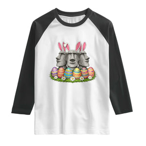 Easter Island Moai Bunny Ears Raglan Shirt Funny Archaeology Gift TS12 White Black Print Your Wear