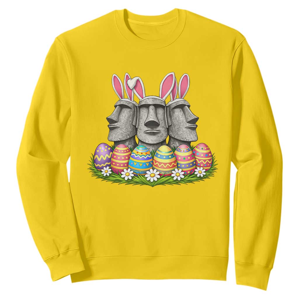 Easter Island Moai Bunny Ears Sweatshirt Funny Archaeology Gift TS12 Daisy Print Your Wear