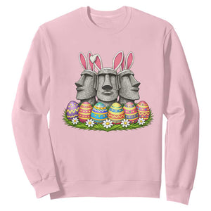 Easter Island Moai Bunny Ears Sweatshirt Funny Archaeology Gift TS12 Light Pink Print Your Wear