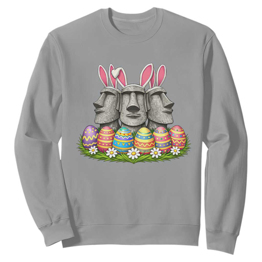 Easter Island Moai Bunny Ears Sweatshirt Funny Archaeology Gift TS12 Sport Gray Print Your Wear