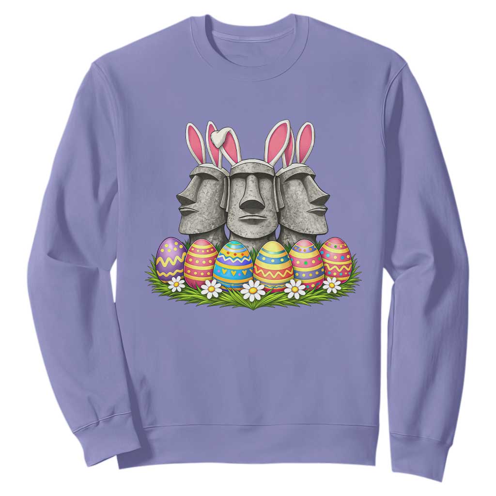 Easter Island Moai Bunny Ears Sweatshirt Funny Archaeology Gift TS12 Violet Print Your Wear