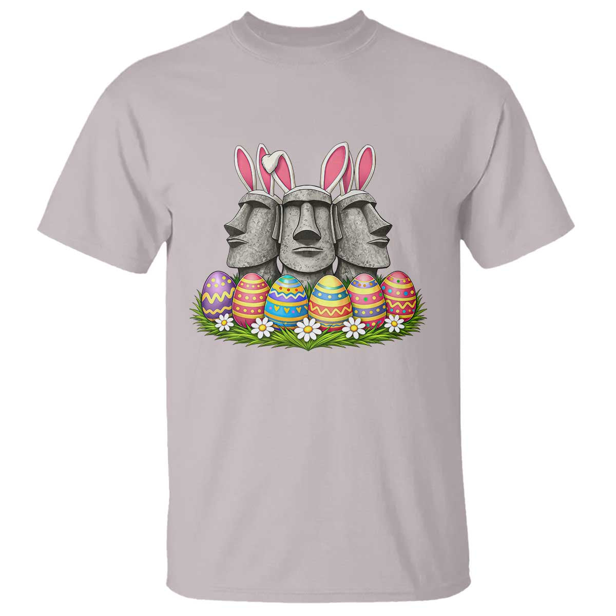 Easter Island Moai Bunny Ears T Shirt Funny Archaeology Gift TS12 Ice Gray Print Your Wear