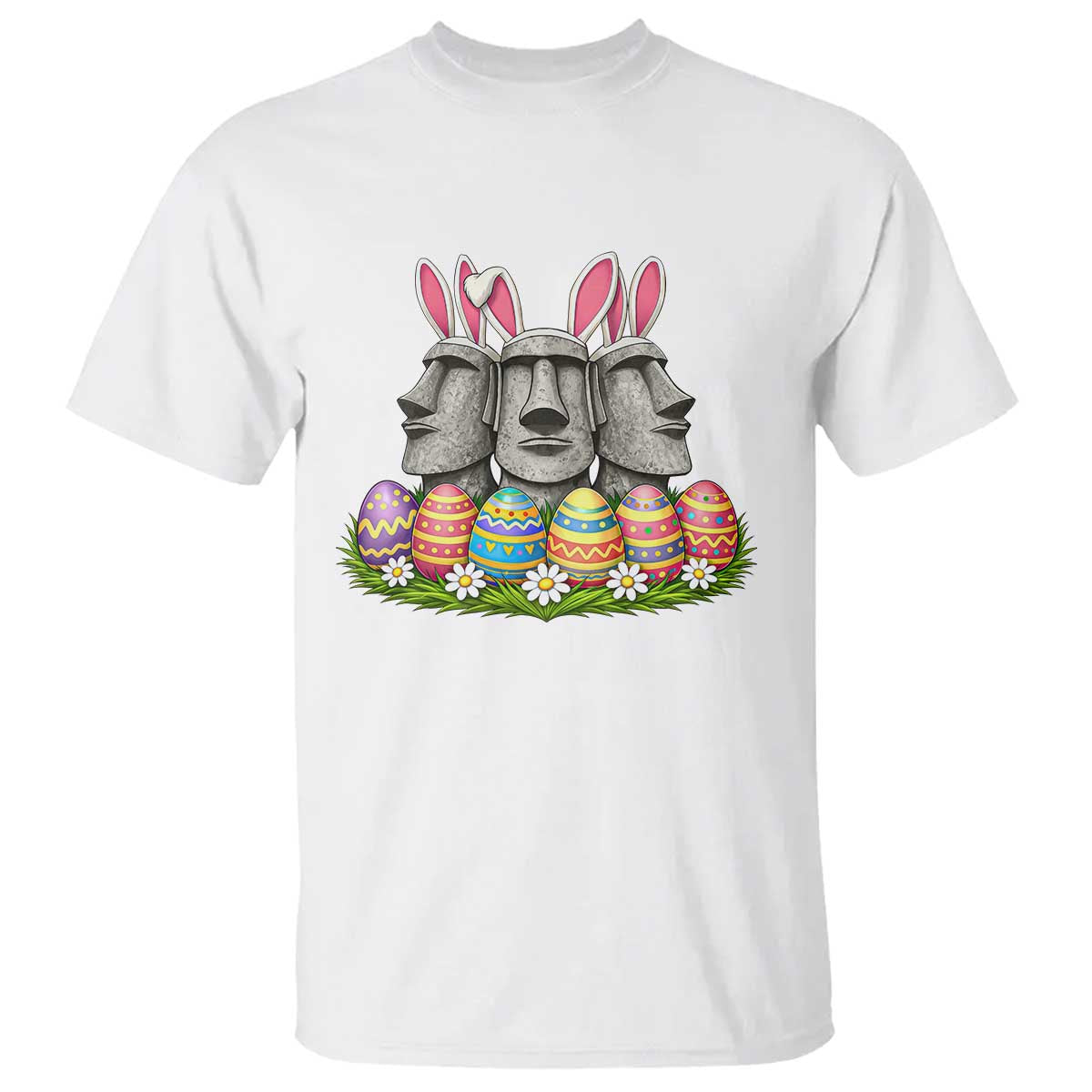 Easter Island Moai Bunny Ears T Shirt Funny Archaeology Gift TS12 White Print Your Wear