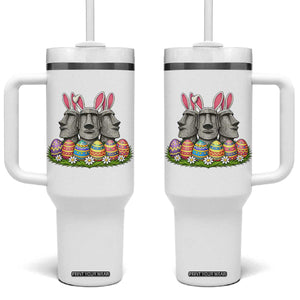 Easter Island Moai Bunny Ears Tumbler With Handle Funny Archaeology Gift TS12 One Size: 40 oz White Print Your Wear
