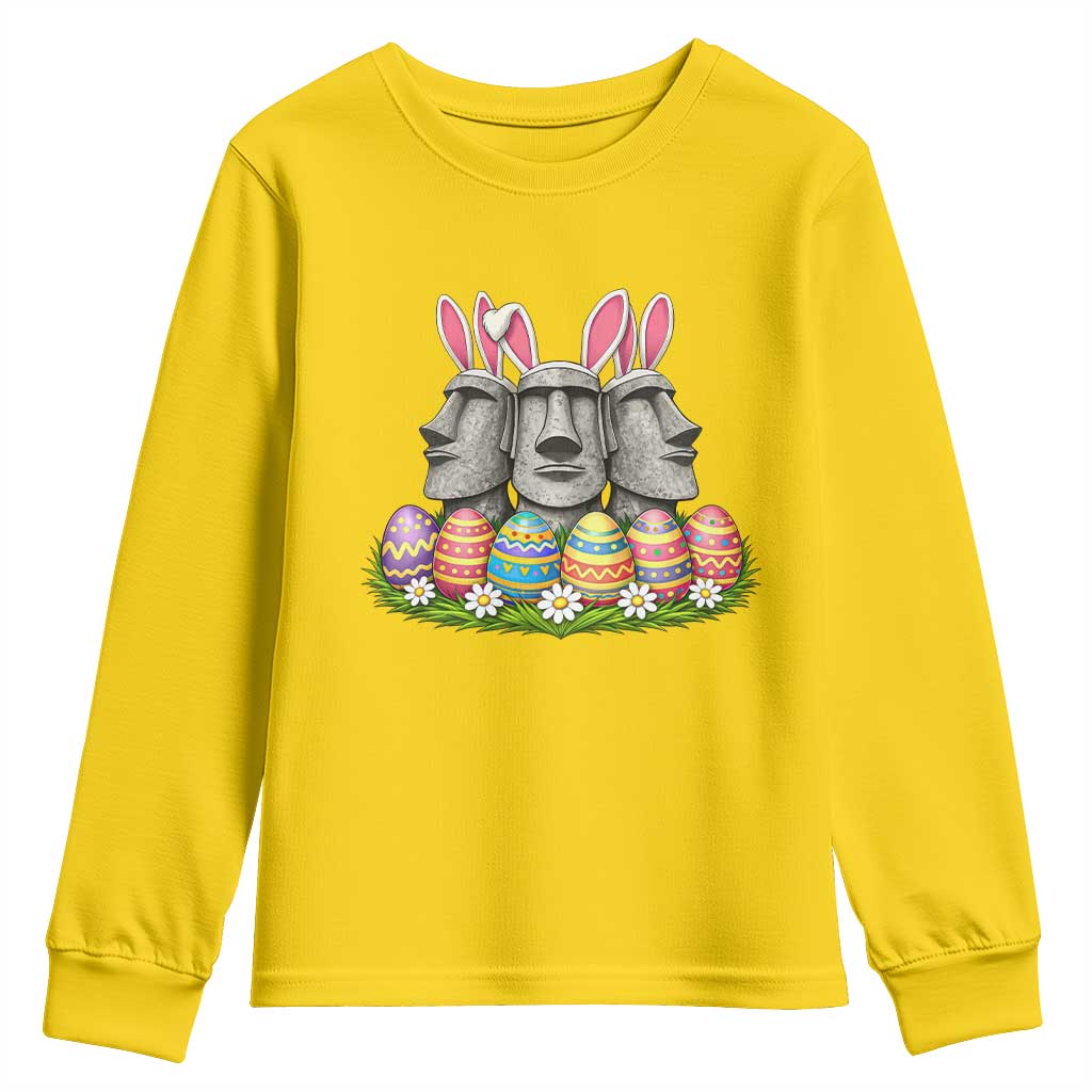 Easter Island Moai Bunny Ears Youth Sweatshirt Funny Archaeology Gift TS12 Daisy Print Your Wear