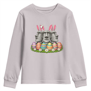 Easter Island Moai Bunny Ears Youth Sweatshirt Funny Archaeology Gift TS12 Ice Gray Print Your Wear