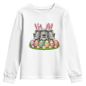 Easter Island Moai Bunny Ears Youth Sweatshirt Funny Archaeology Gift TS12 White Print Your Wear