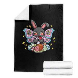 Funny Easter Bunny Mothman Loves Glazed Ham Throw Blanket TS12 Black Print Your Wear