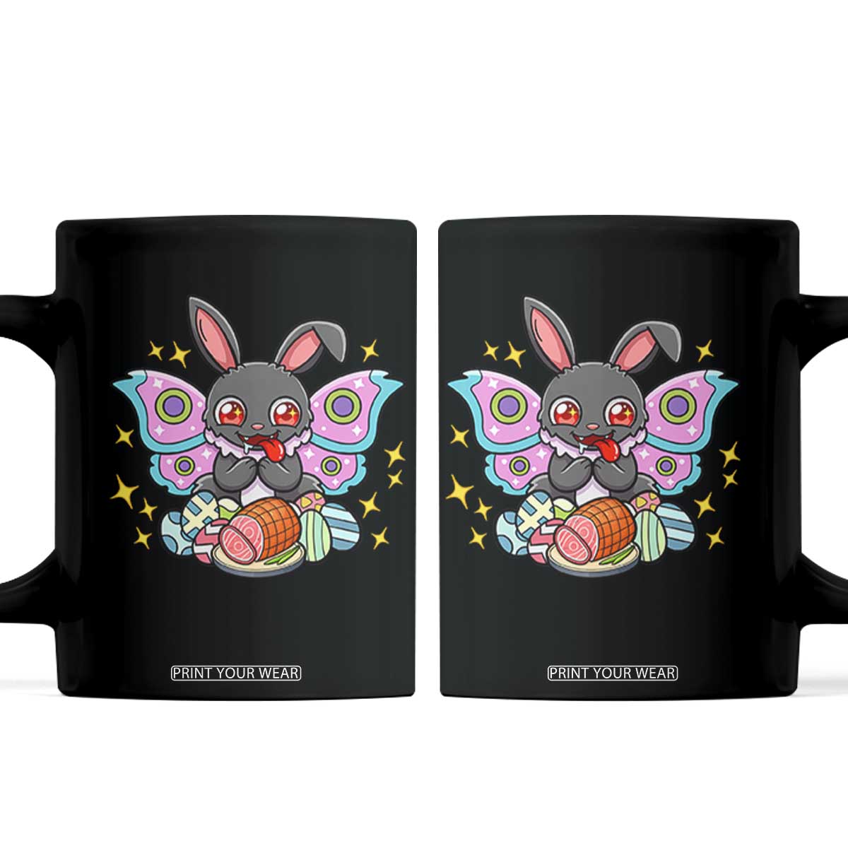 Funny Easter Bunny Mothman Loves Glazed Ham Coffee Mug TS12 Black Print Your Wear