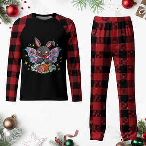 Funny Easter Bunny Mothman Loves Glazed Ham Plaid Pajama Set TS12 Buffalo Plaid Print Your Wear