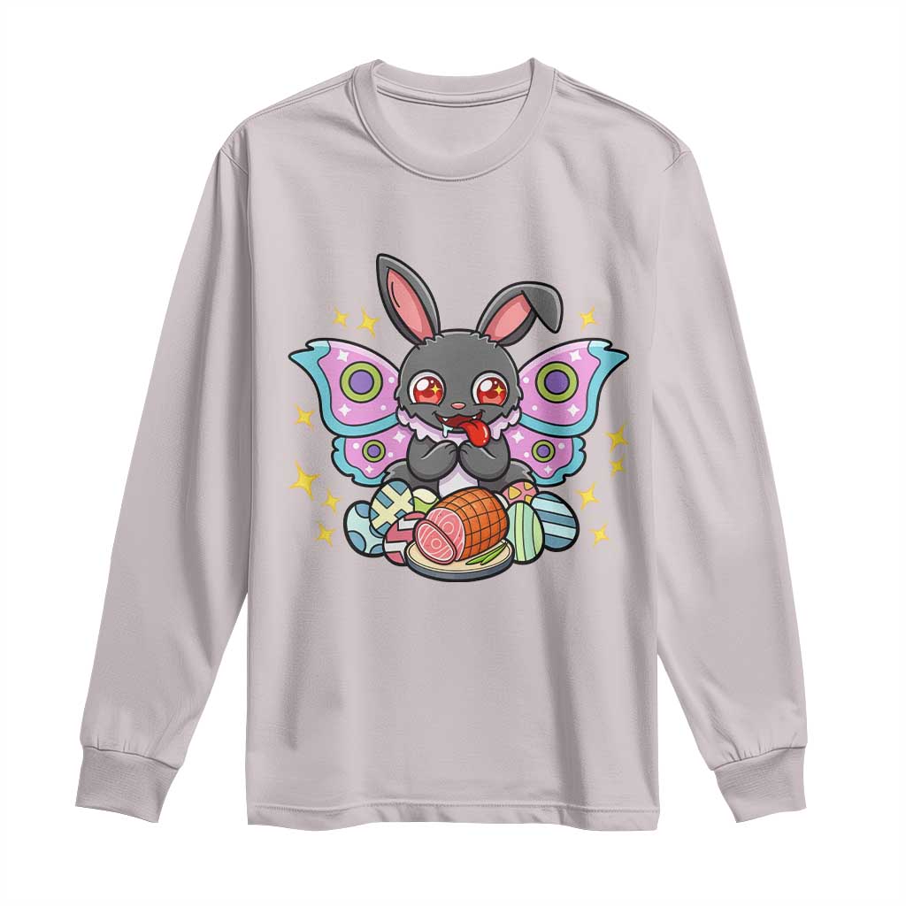 Funny Easter Bunny Mothman Loves Glazed Ham Long Sleeve Shirt TS12 Ice Gray Print Your Wear