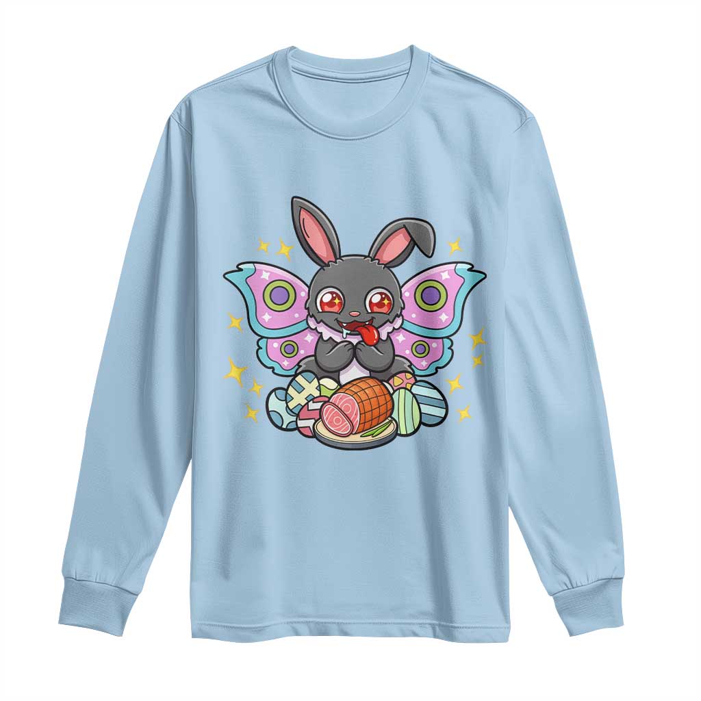 Funny Easter Bunny Mothman Loves Glazed Ham Long Sleeve Shirt TS12 Light Blue Print Your Wear