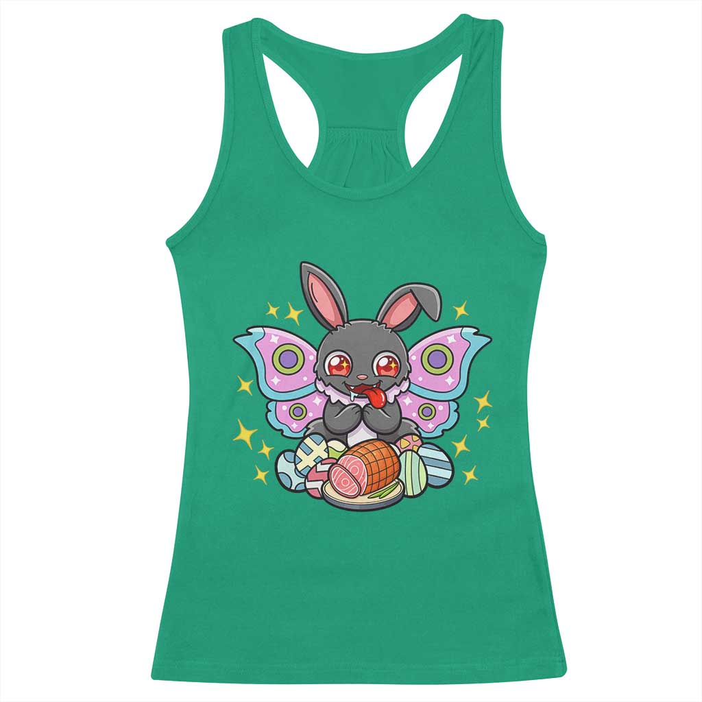 Funny Easter Bunny Mothman Loves Glazed Ham Racerback Tank Top TS12 Irish Green Print Your Wear