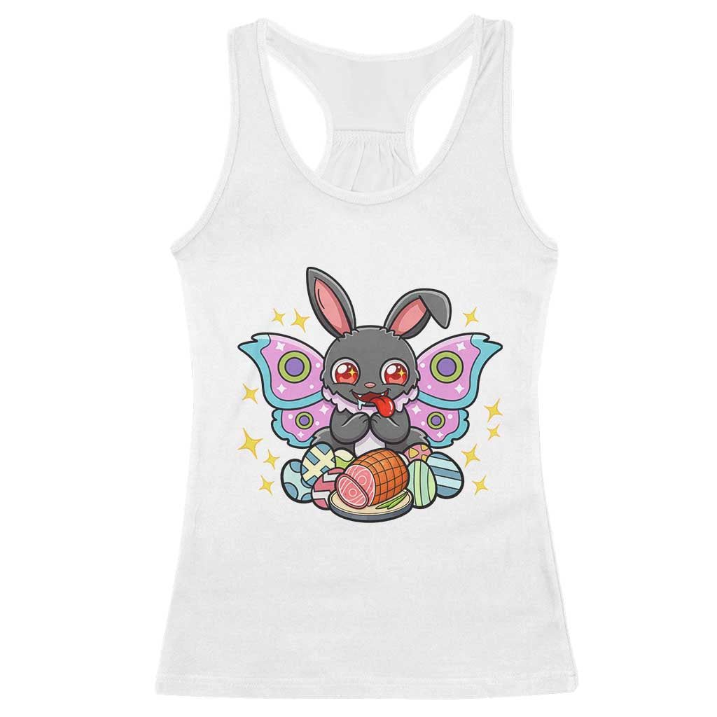 Funny Easter Bunny Mothman Loves Glazed Ham Racerback Tank Top TS12 White Print Your Wear