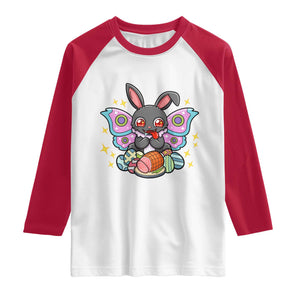 Funny Easter Bunny Mothman Loves Glazed Ham Raglan Shirt TS12 White Red Print Your Wear