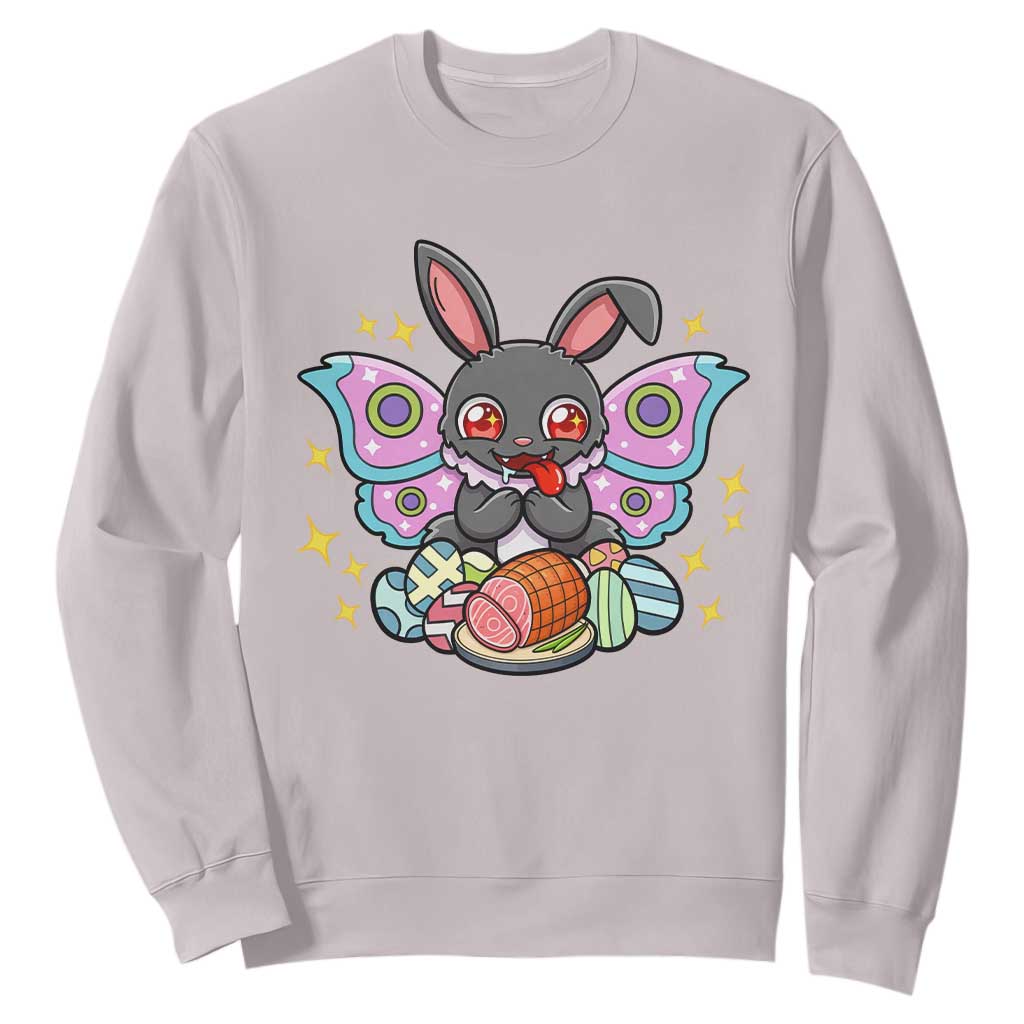 Funny Easter Bunny Mothman Loves Glazed Ham Sweatshirt TS12 Ice Gray Print Your Wear