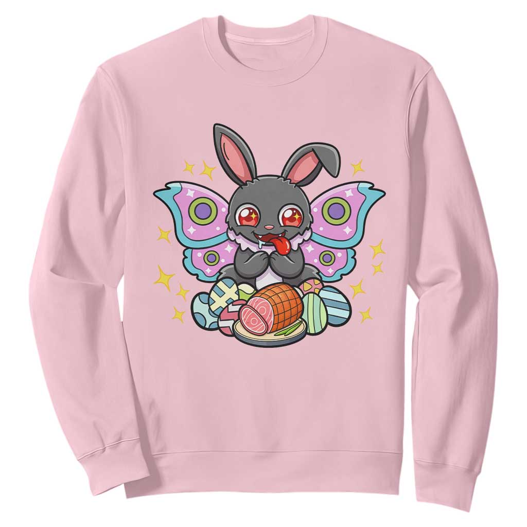 Funny Easter Bunny Mothman Loves Glazed Ham Sweatshirt TS12 Light Pink Print Your Wear