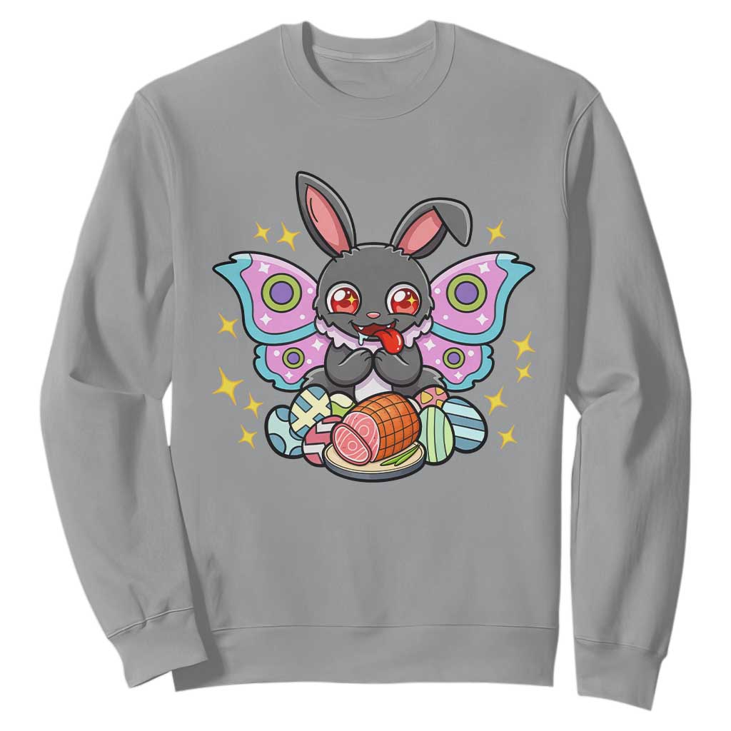 Funny Easter Bunny Mothman Loves Glazed Ham Sweatshirt TS12 Sport Gray Print Your Wear