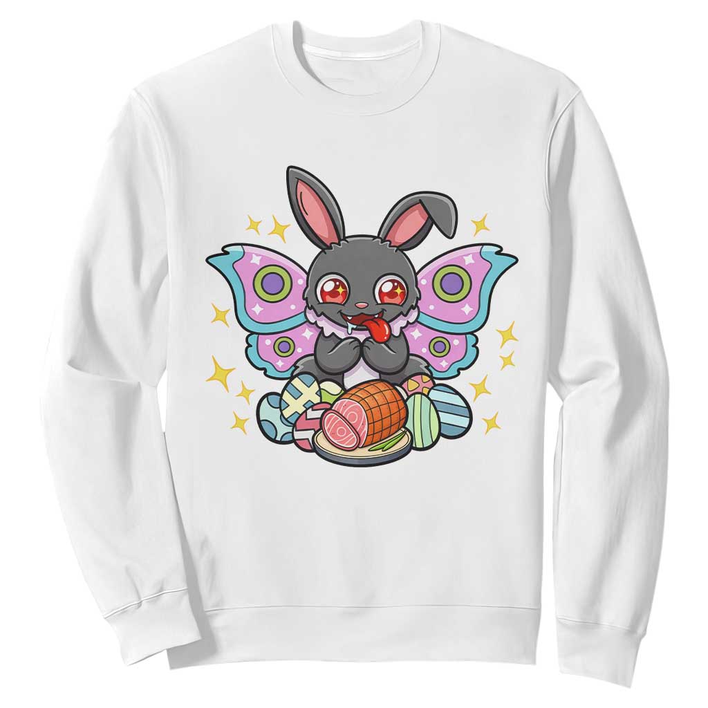 Funny Easter Bunny Mothman Loves Glazed Ham Sweatshirt TS12 White Print Your Wear
