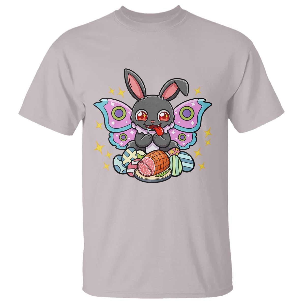Funny Easter Bunny Mothman Loves Glazed Ham T Shirt TS12 Ice Gray Print Your Wear
