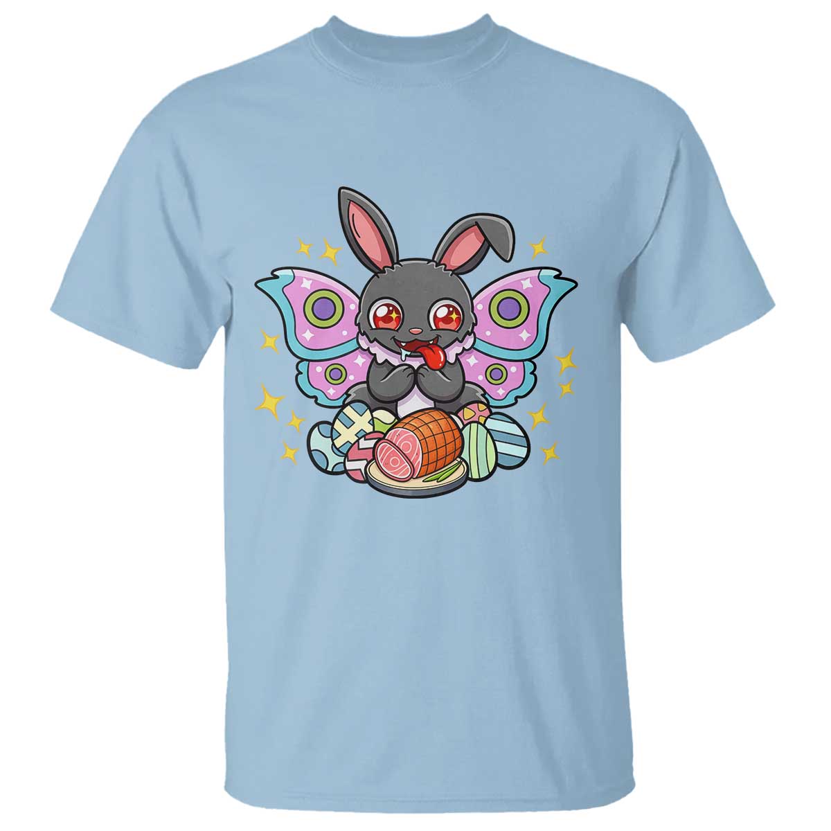 Funny Easter Bunny Mothman Loves Glazed Ham T Shirt TS12 Light Blue Print Your Wear