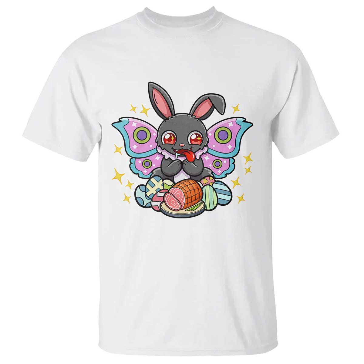 Funny Easter Bunny Mothman Loves Glazed Ham T Shirt TS12 White Print Your Wear