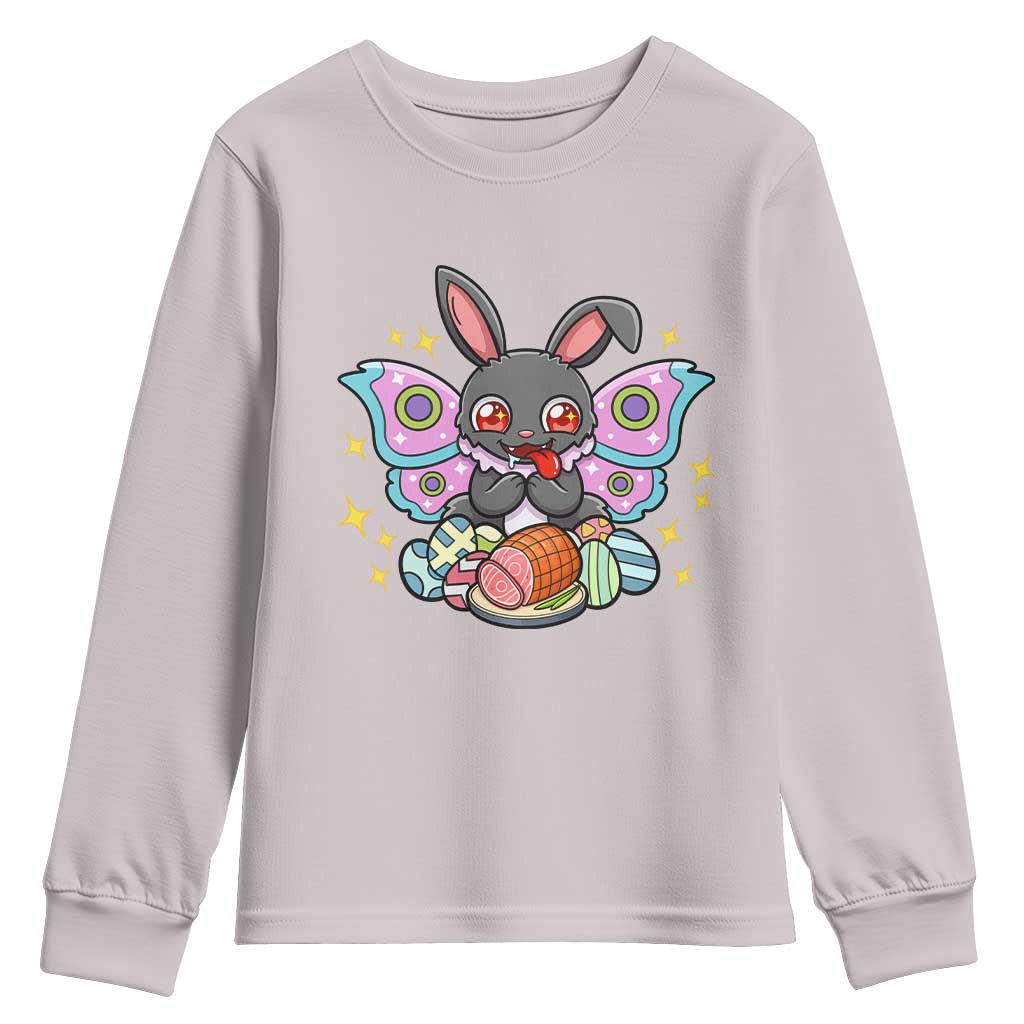Funny Easter Bunny Mothman Loves Glazed Ham Youth Sweatshirt TS12 Ice Gray Print Your Wear