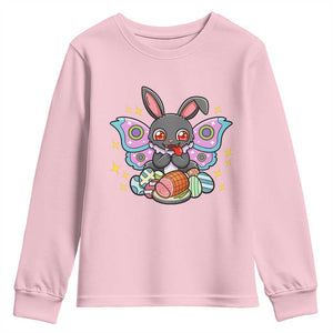 Funny Easter Bunny Mothman Loves Glazed Ham Youth Sweatshirt TS12 Light Pink Print Your Wear