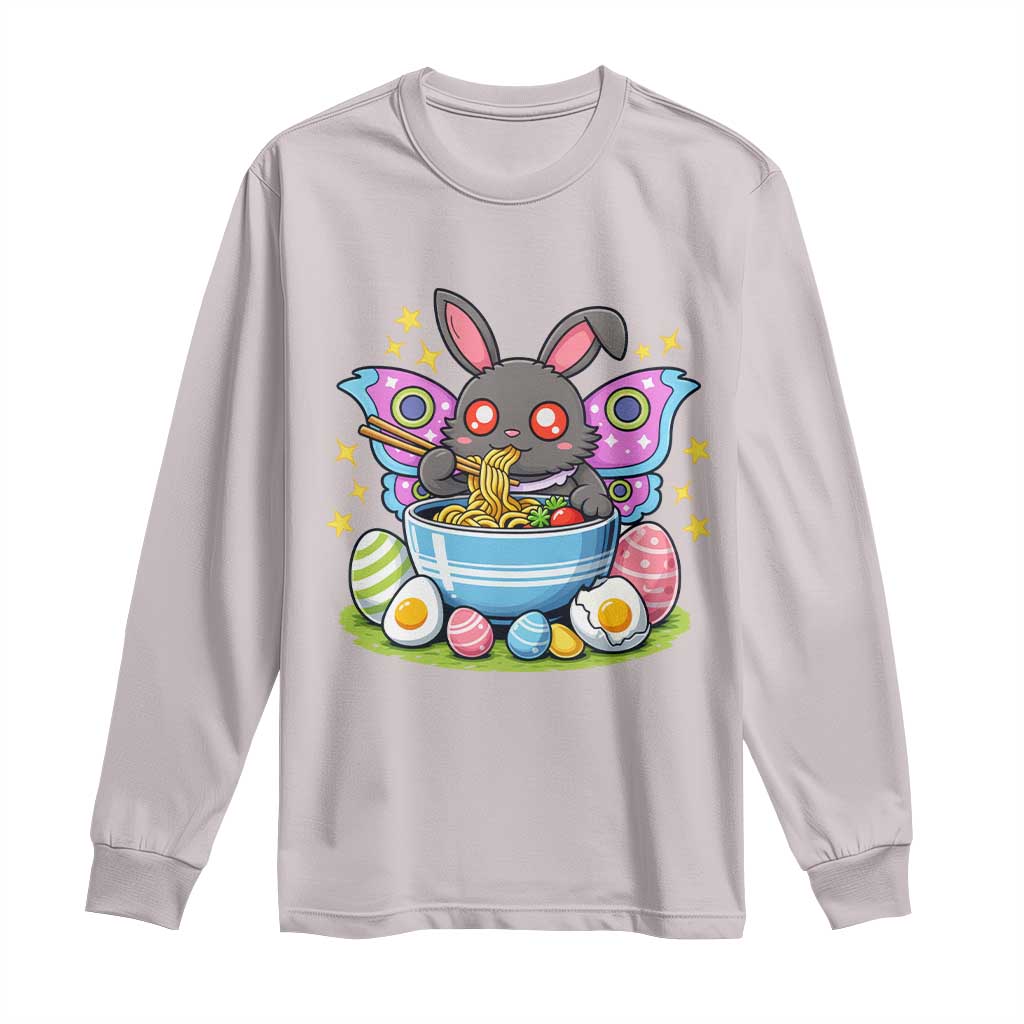 Funny Easter Mothman Eating Ramen Long Sleeve Shirt Cryptid Lover Gift TS12 Ice Gray Print Your Wear