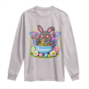 Funny Easter Mothman Eating Ramen Long Sleeve Shirt Cryptid Lover Gift TS12 Ice Gray Print Your Wear