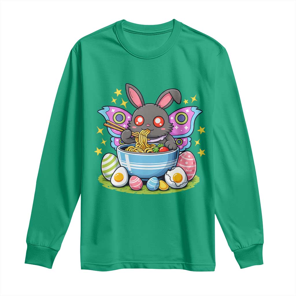 Funny Easter Mothman Eating Ramen Long Sleeve Shirt Cryptid Lover Gift TS12 Irish Green Print Your Wear
