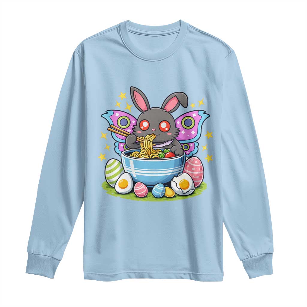 Funny Easter Mothman Eating Ramen Long Sleeve Shirt Cryptid Lover Gift TS12 Light Blue Print Your Wear