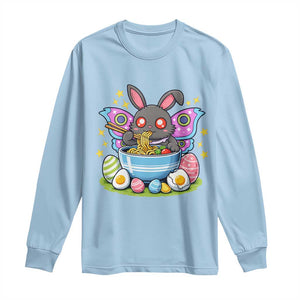 Funny Easter Mothman Eating Ramen Long Sleeve Shirt Cryptid Lover Gift TS12 Light Blue Print Your Wear