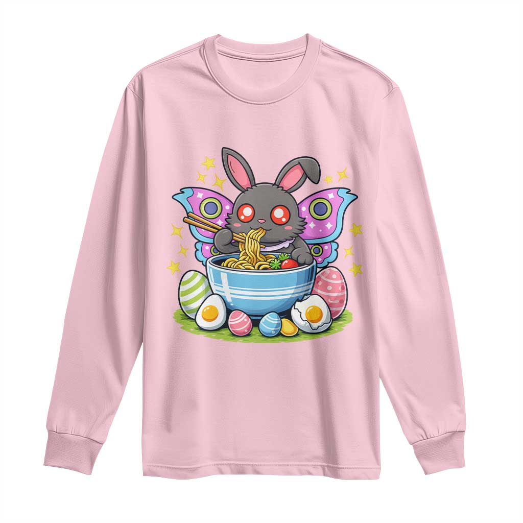 Funny Easter Mothman Eating Ramen Long Sleeve Shirt Cryptid Lover Gift TS12 Light Pink Print Your Wear