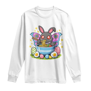 Funny Easter Mothman Eating Ramen Long Sleeve Shirt Cryptid Lover Gift TS12 White Print Your Wear
