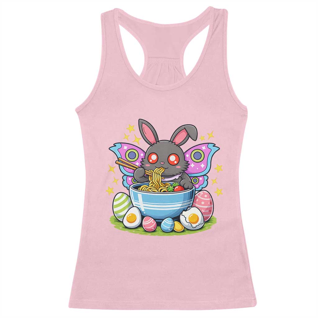 Funny Easter Mothman Eating Ramen Racerback Tank Top Cryptid Lover Gift TS12 Light Pink Print Your Wear