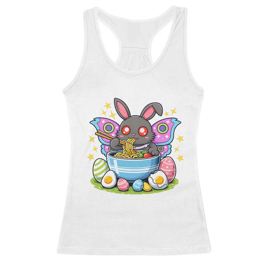 Funny Easter Mothman Eating Ramen Racerback Tank Top Cryptid Lover Gift TS12 White Print Your Wear