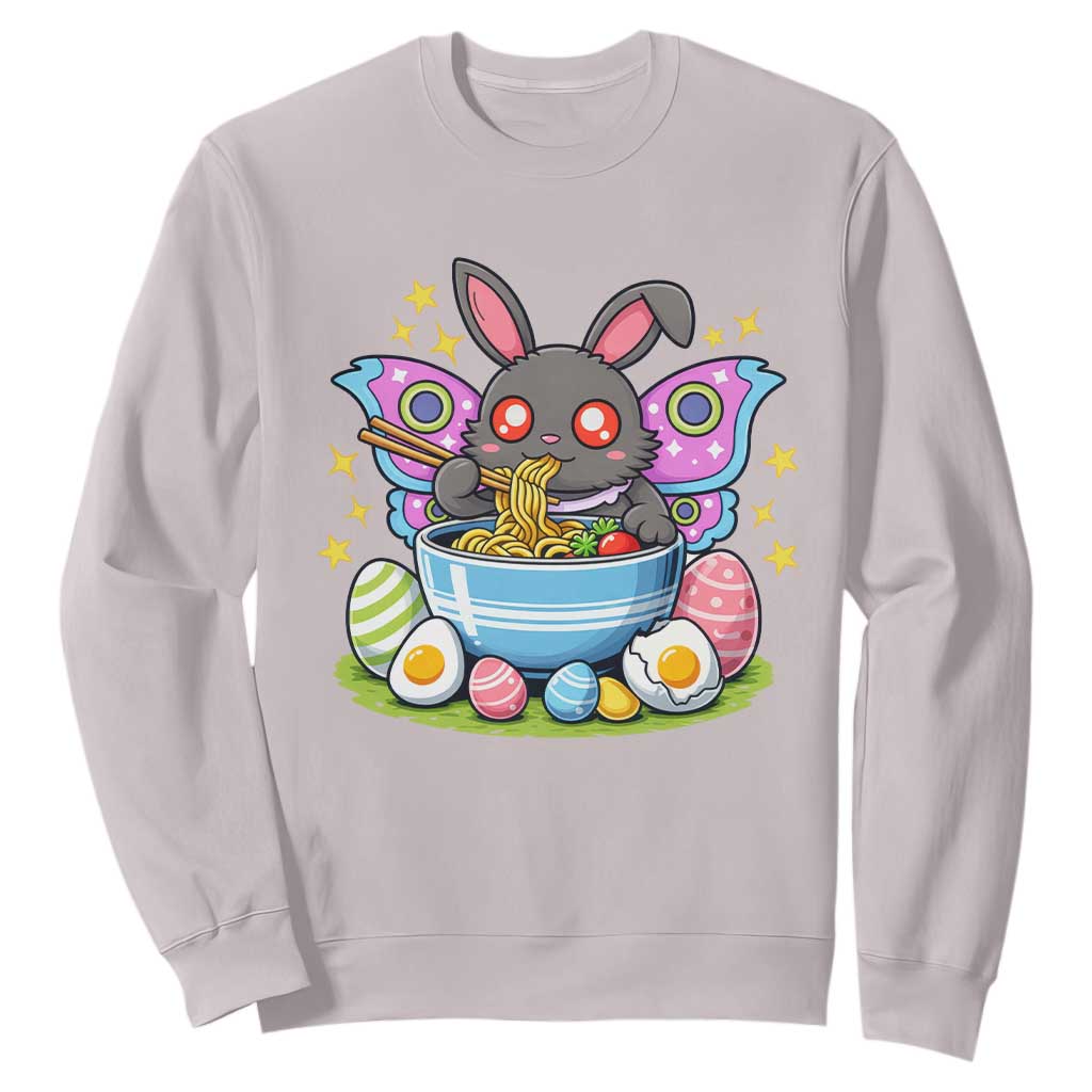 Funny Easter Mothman Eating Ramen Sweatshirt Cryptid Lover Gift TS12 Ice Gray Print Your Wear