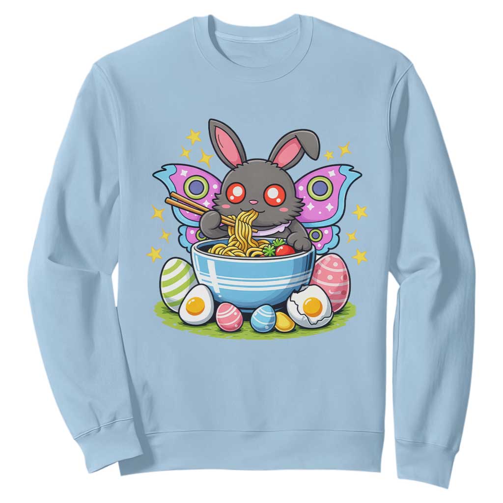 Funny Easter Mothman Eating Ramen Sweatshirt Cryptid Lover Gift TS12 Light Blue Print Your Wear