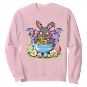 Funny Easter Mothman Eating Ramen Sweatshirt Cryptid Lover Gift TS12 Light Pink Print Your Wear
