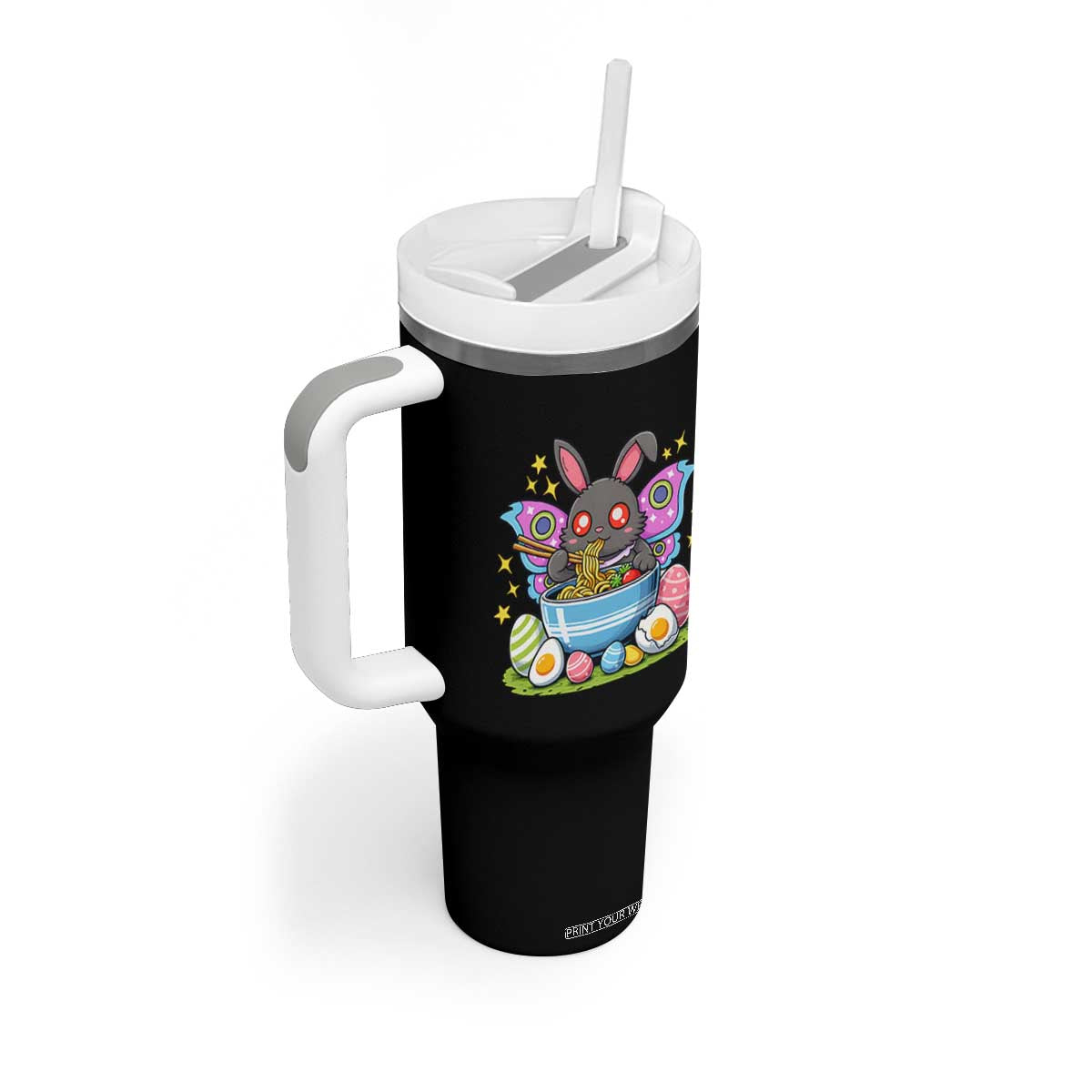 Funny Easter Mothman Eating Ramen Tumbler With Handle Cryptid Lover Gift TS12 Print Your Wear
