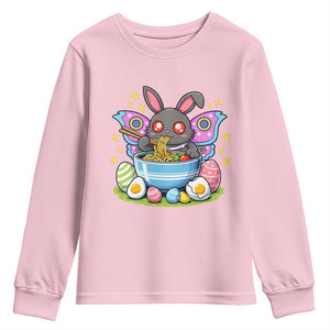 Funny Easter Mothman Eating Ramen Youth Sweatshirt Cryptid Lover Gift TS12 Light Pink Print Your Wear