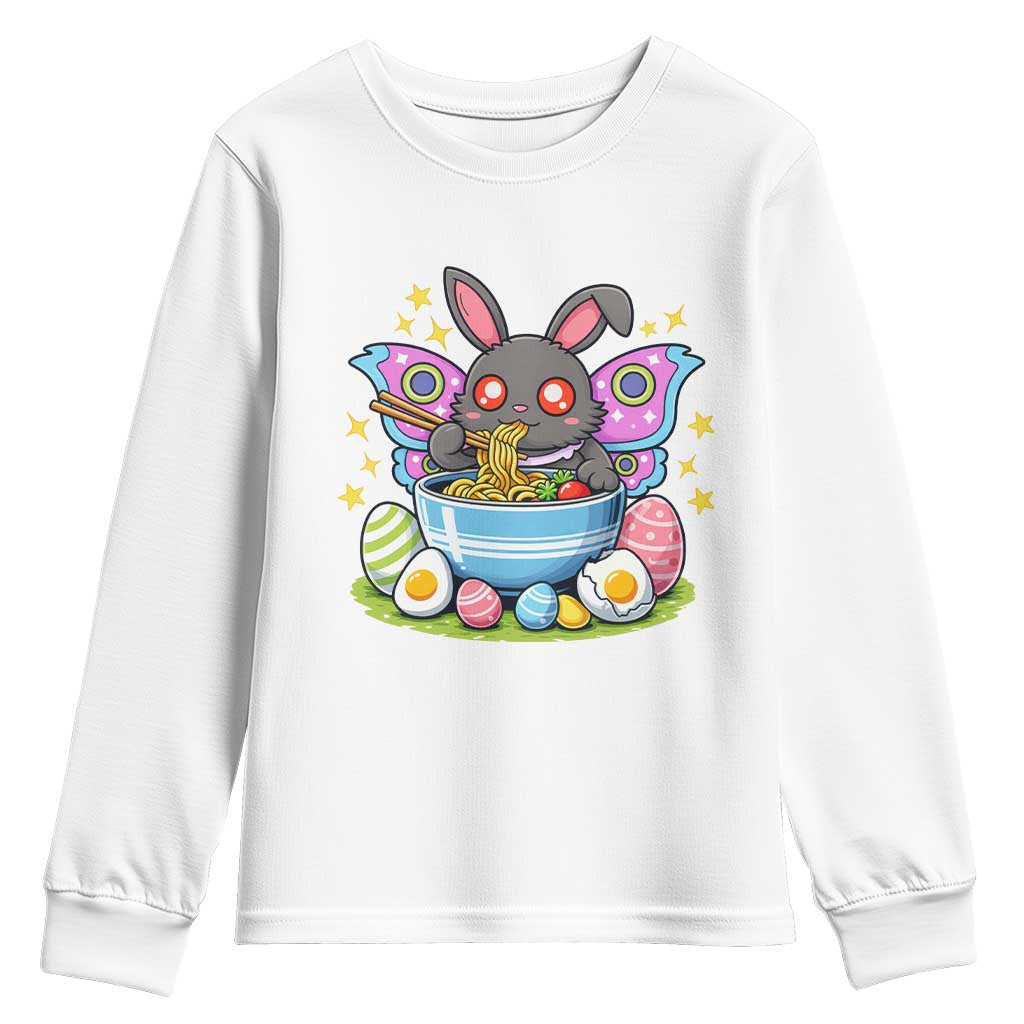 Funny Easter Mothman Eating Ramen Youth Sweatshirt Cryptid Lover Gift TS12 White Print Your Wear