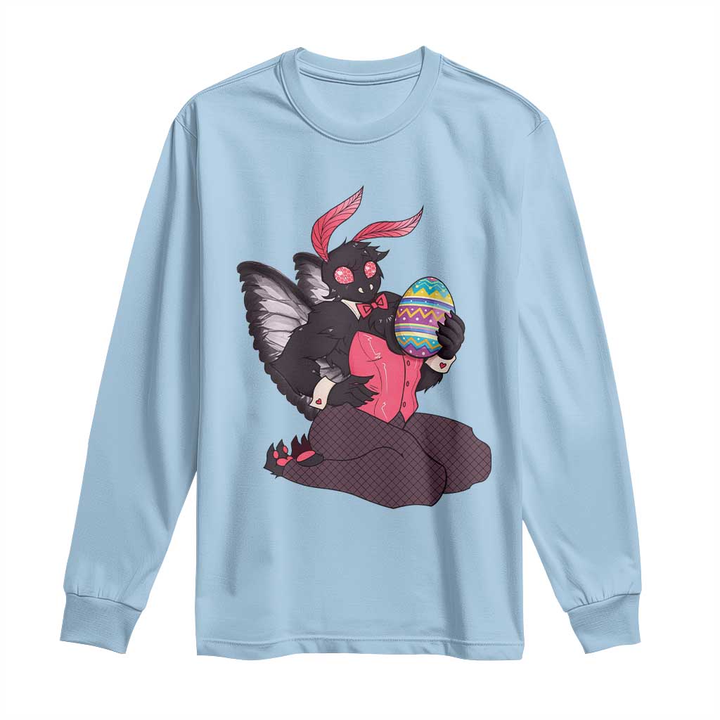 Sexy Easter Bunny Mothman Long Sleeve Shirt Cryptid Humor Gift TS12 Light Blue Print Your Wear