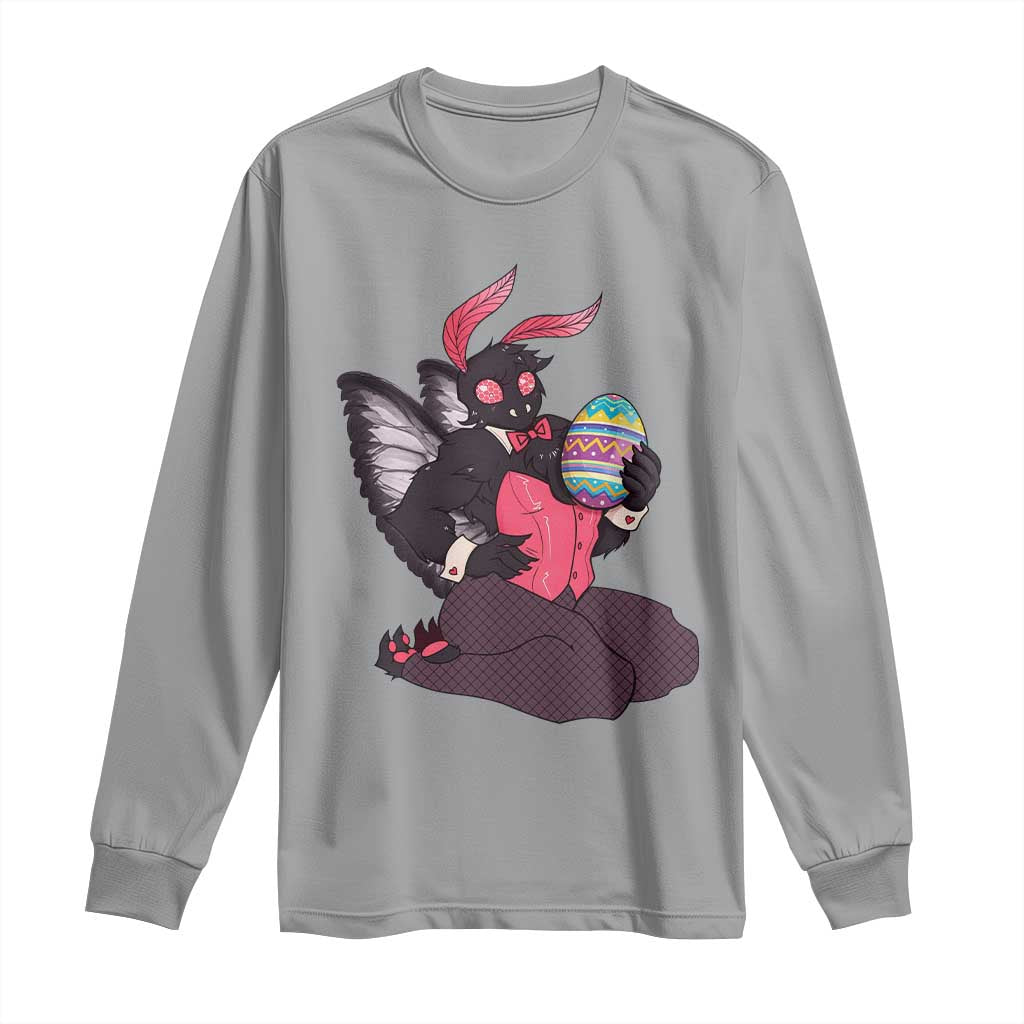 Sexy Easter Bunny Mothman Long Sleeve Shirt Cryptid Humor Gift TS12 Sport Gray Print Your Wear