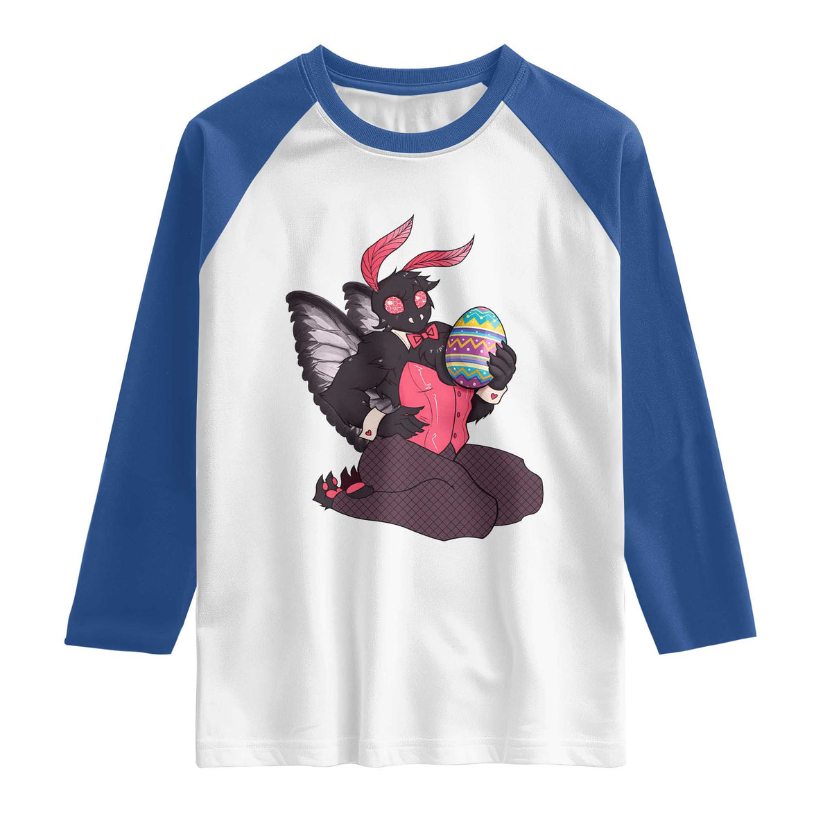 Sexy Easter Bunny Mothman Raglan Shirt Cryptid Humor Gift TS12 White Royal Print Your Wear