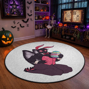Sexy Easter Bunny Mothman Round Rug Cryptid Humor Gift